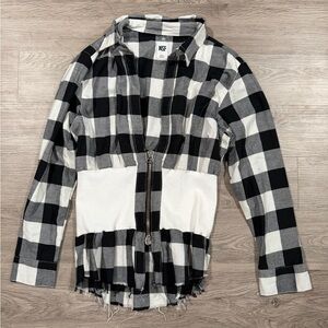 NSF Women's Black and White Checkered Long Sleeve